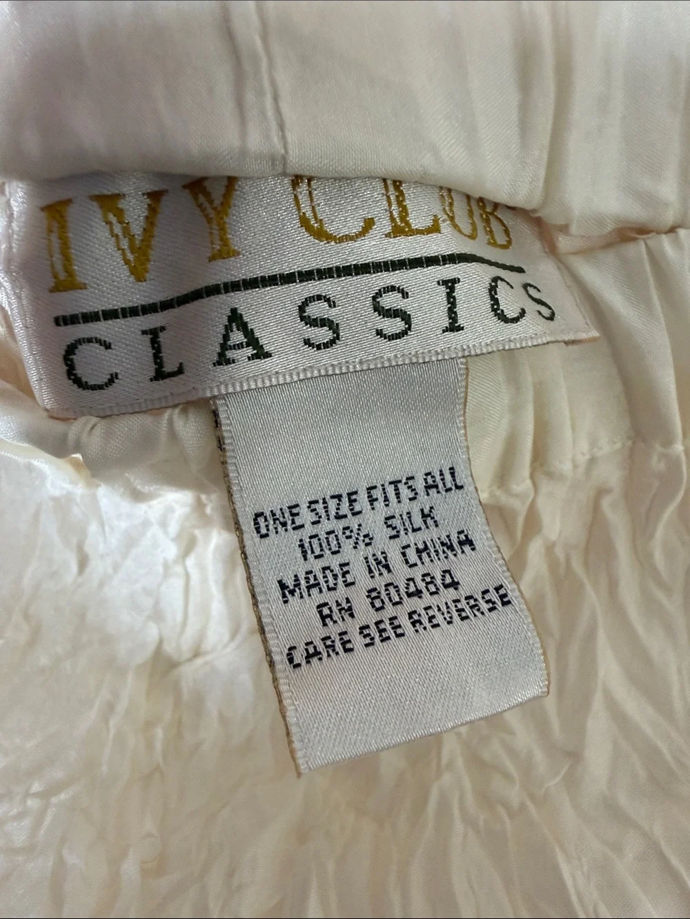 Ivy Club Classics 100% Silk Ivory Crinkle Maxi Skirt One Size 35” length